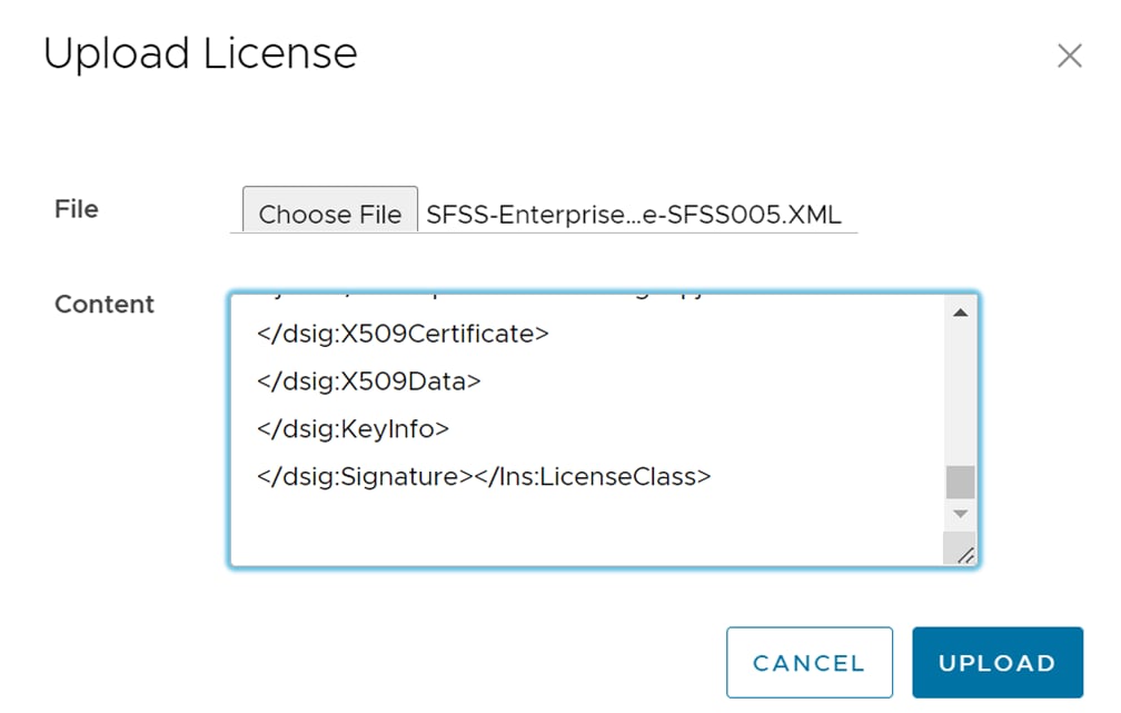 Upload license