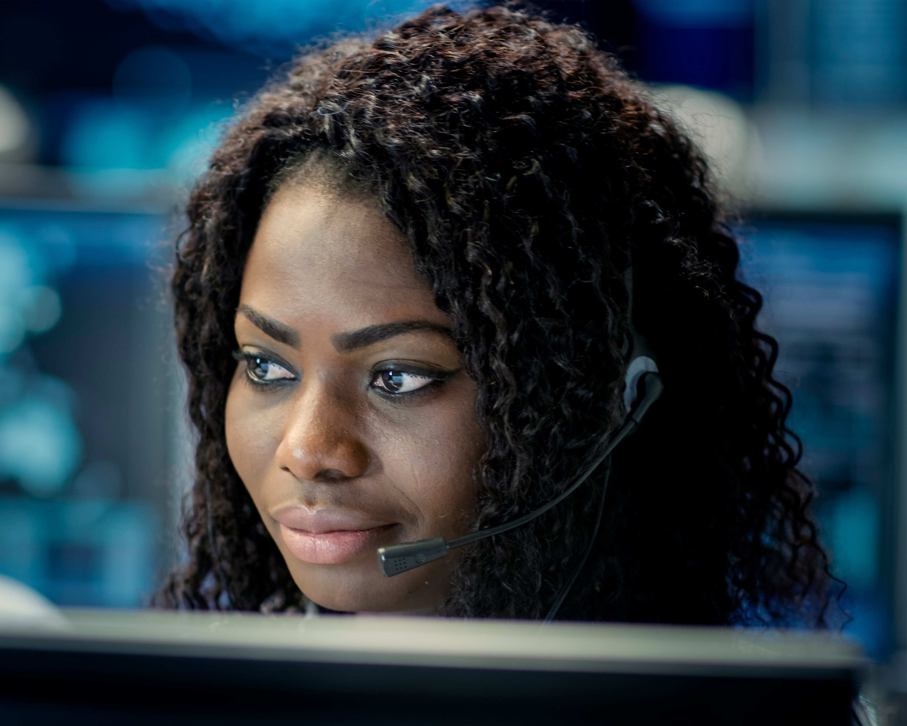 Woman with a headset