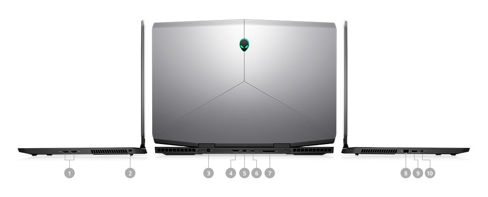 מחשב נייד למשחקים Alienware m17 - יציאות וחריצים