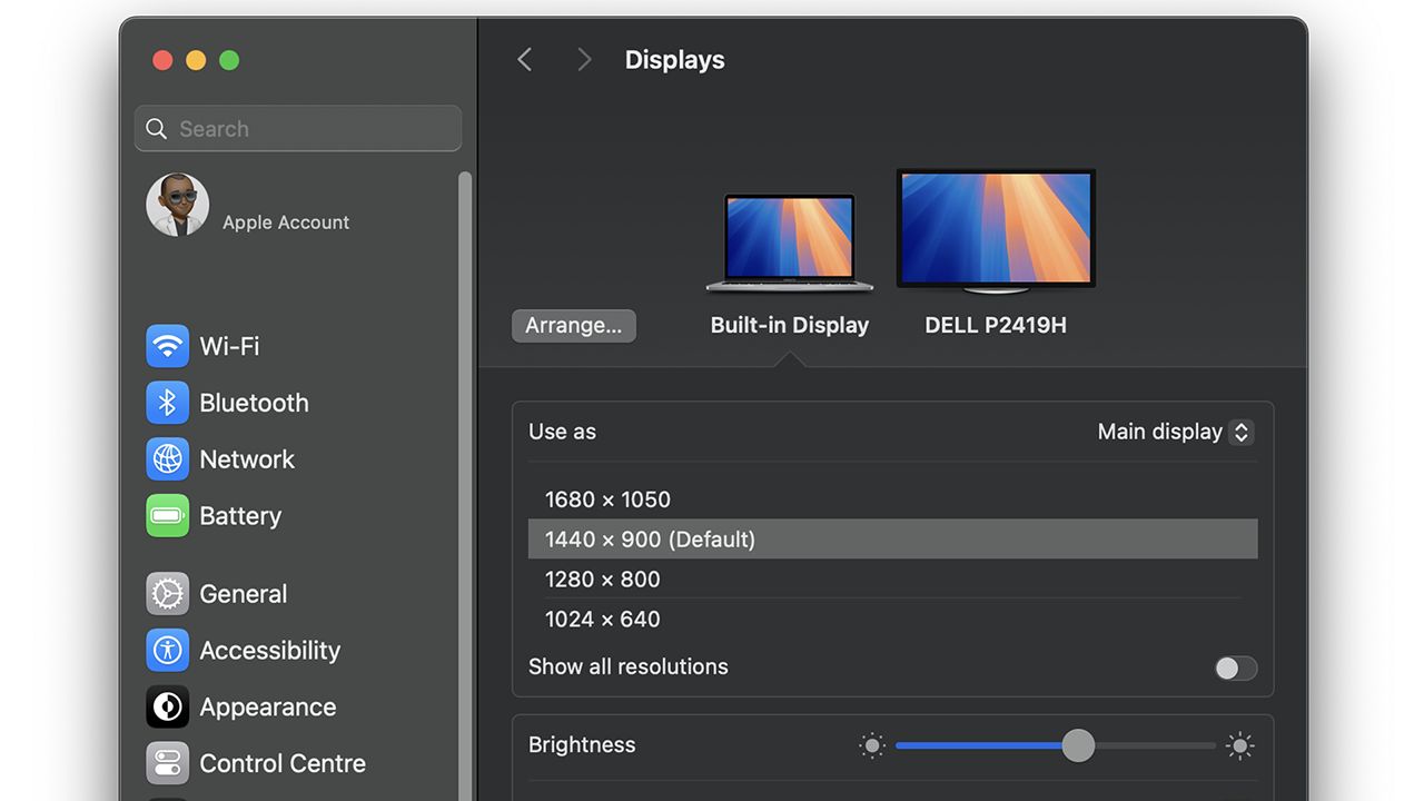 MacOS display setting