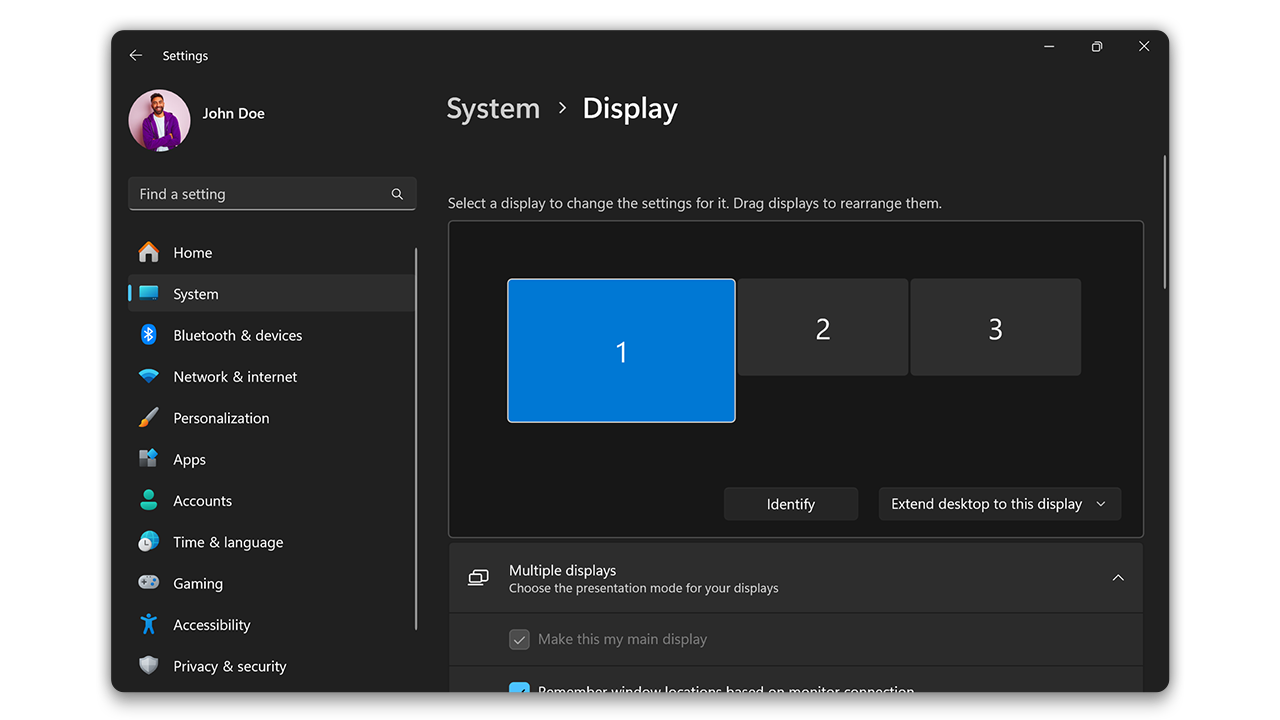 paramètres d’affichage sous Windows