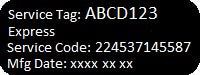 Przykład etykiety z kodem Service Tag lub kodem obsługi ekspresowej.