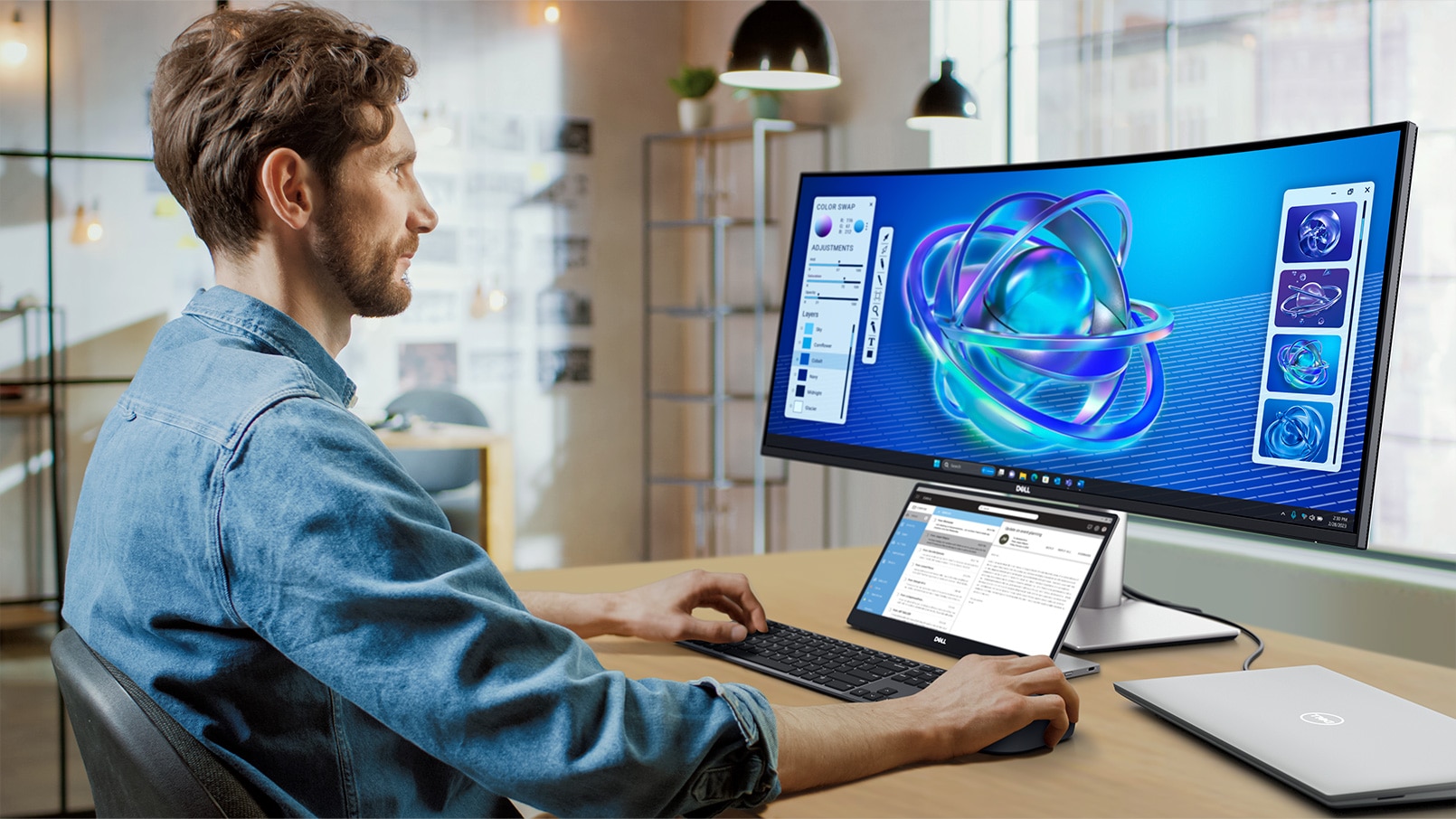 Man working on Monitor