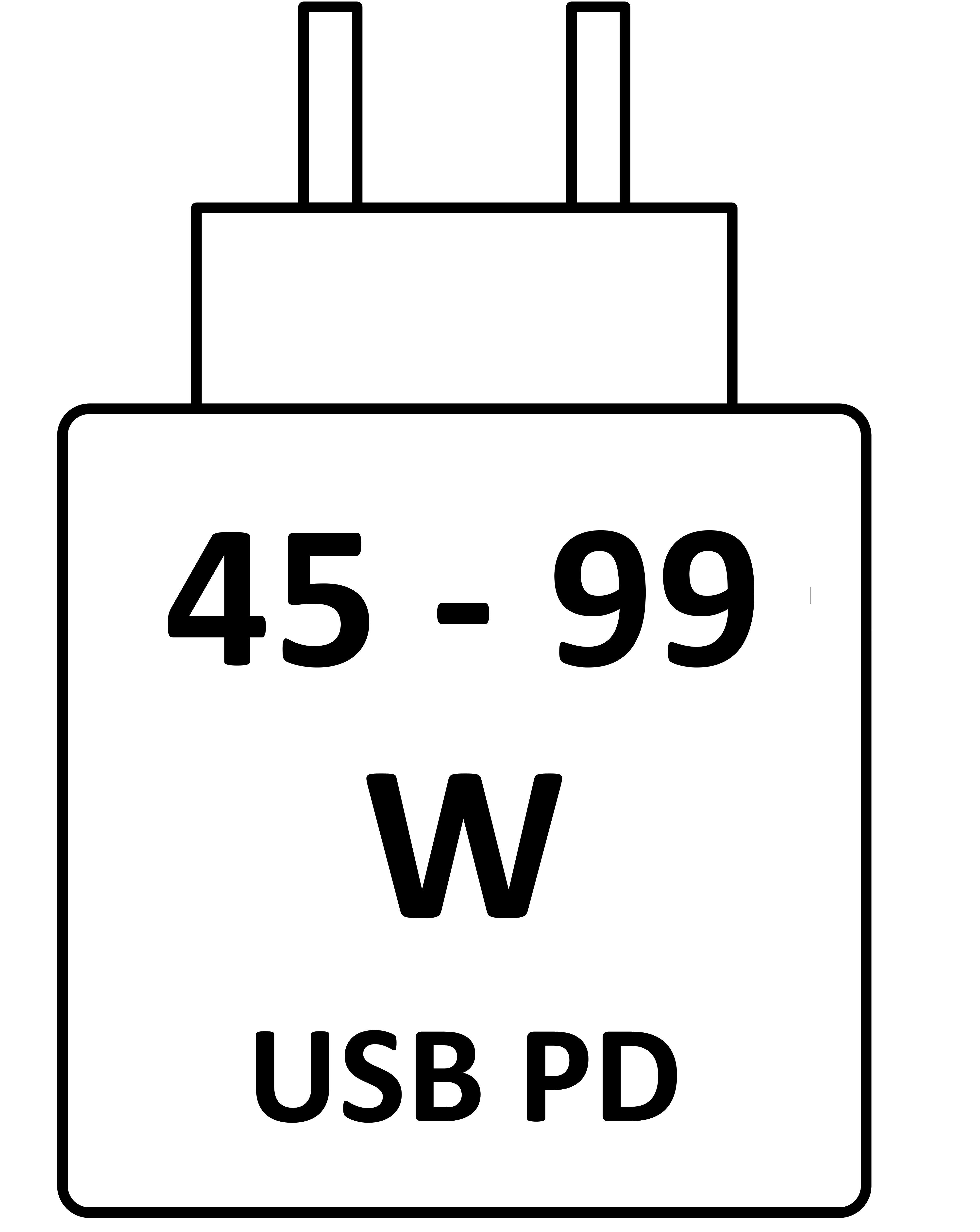 Denne enheten lades ved 45 W - 99 W