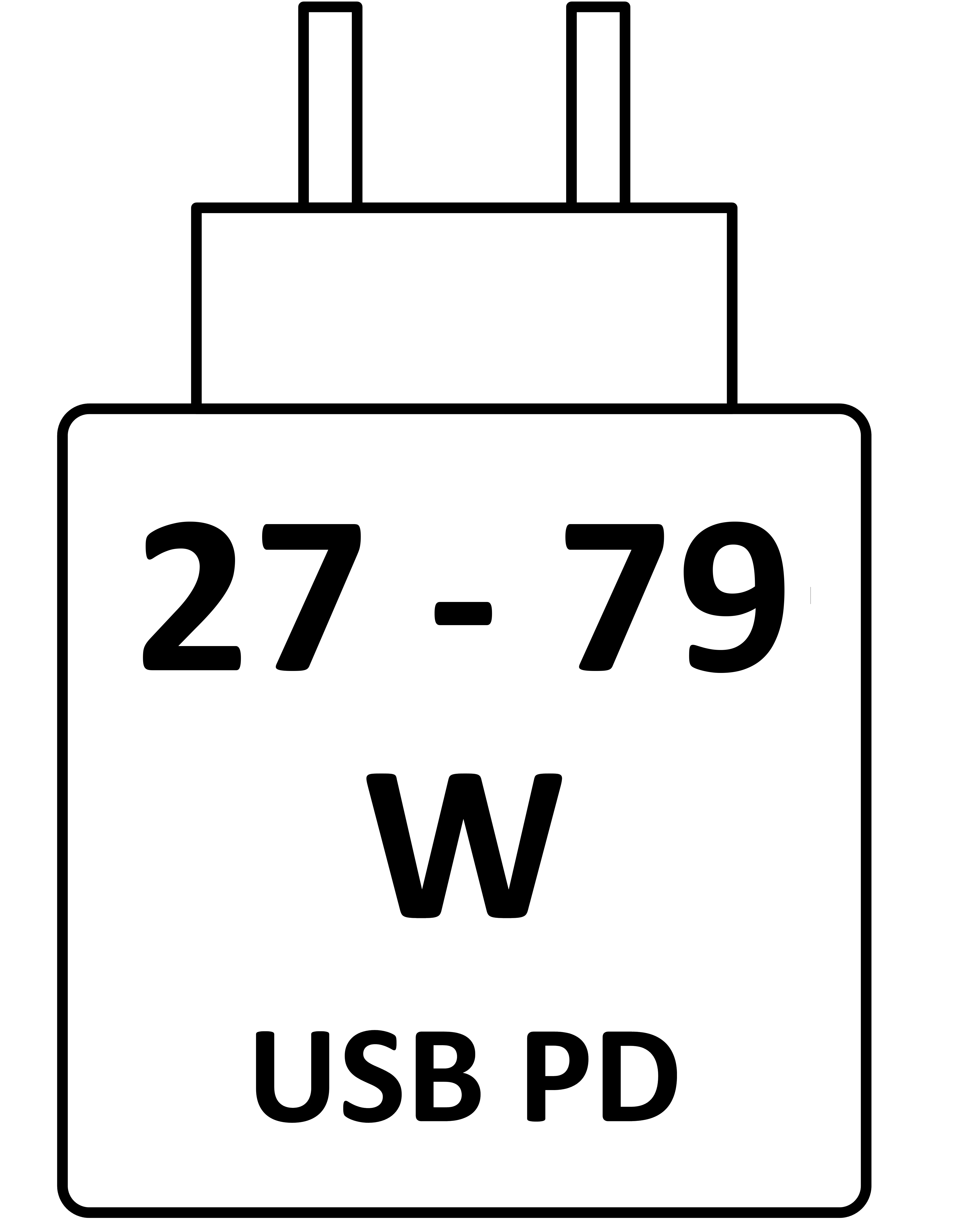 Dieses Gerät wird mit 27 W bis 79 W geladen