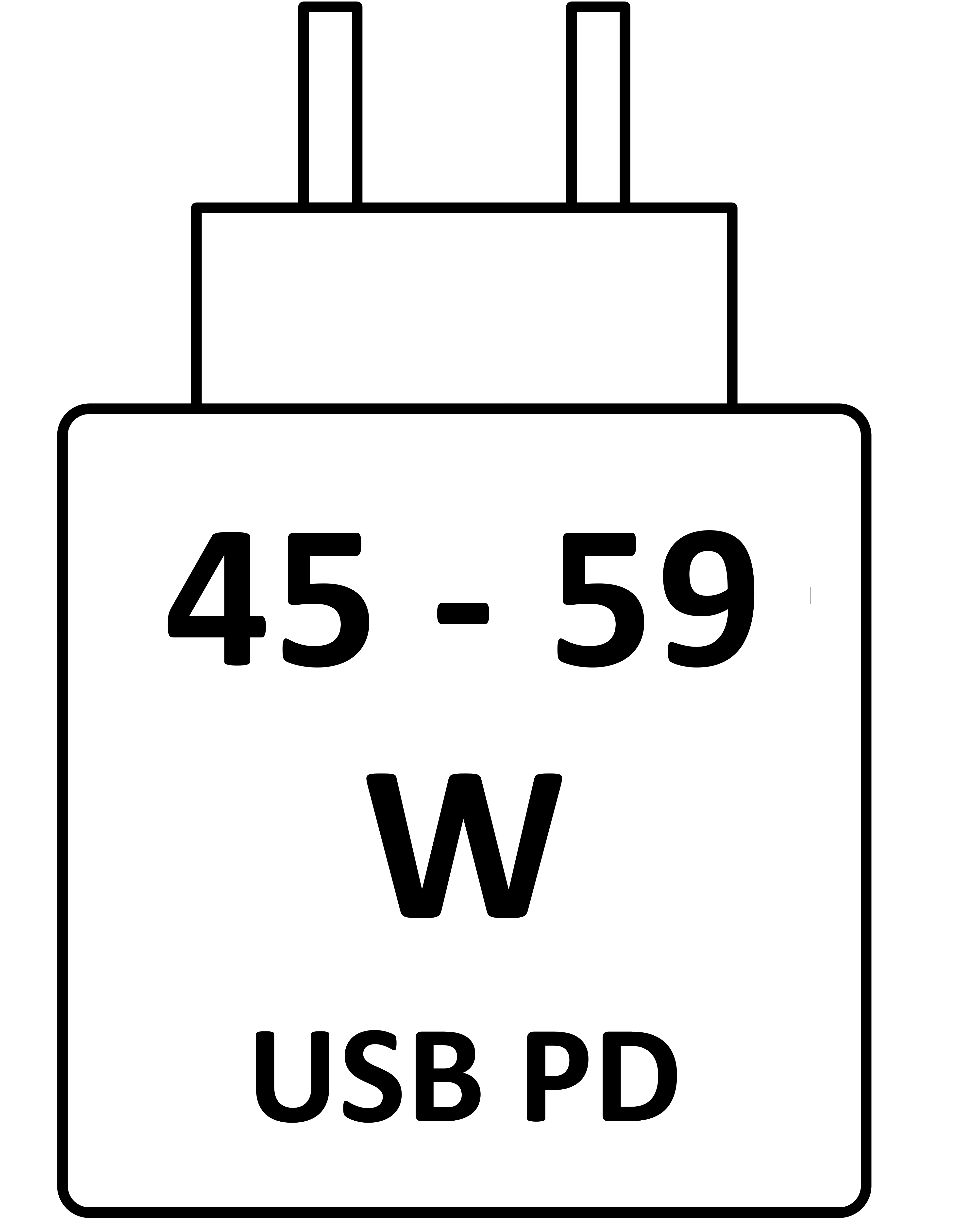 Denne enheten lades ved 45 W - 59 W