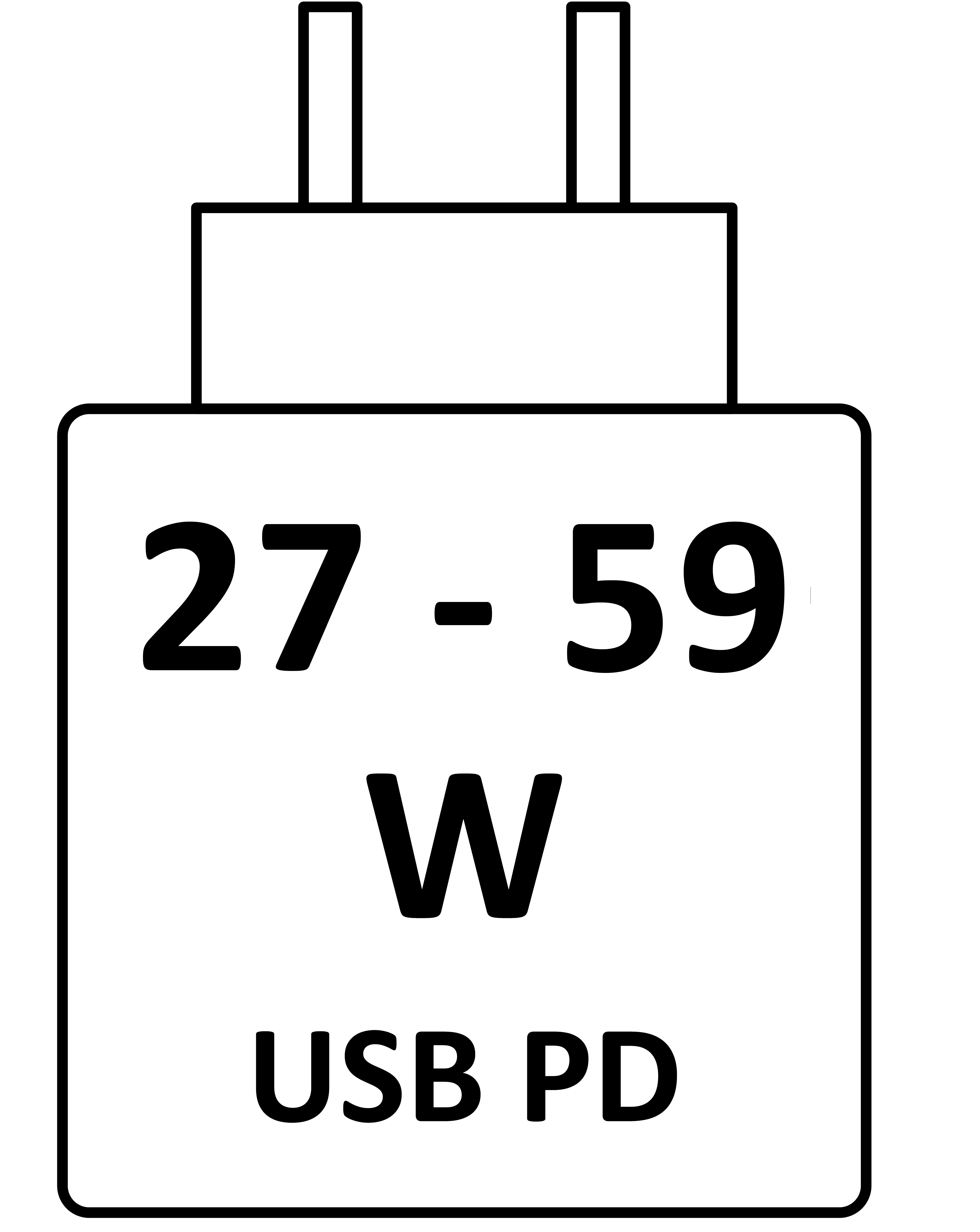 Denne enheten lades ved 27 W - 59 W