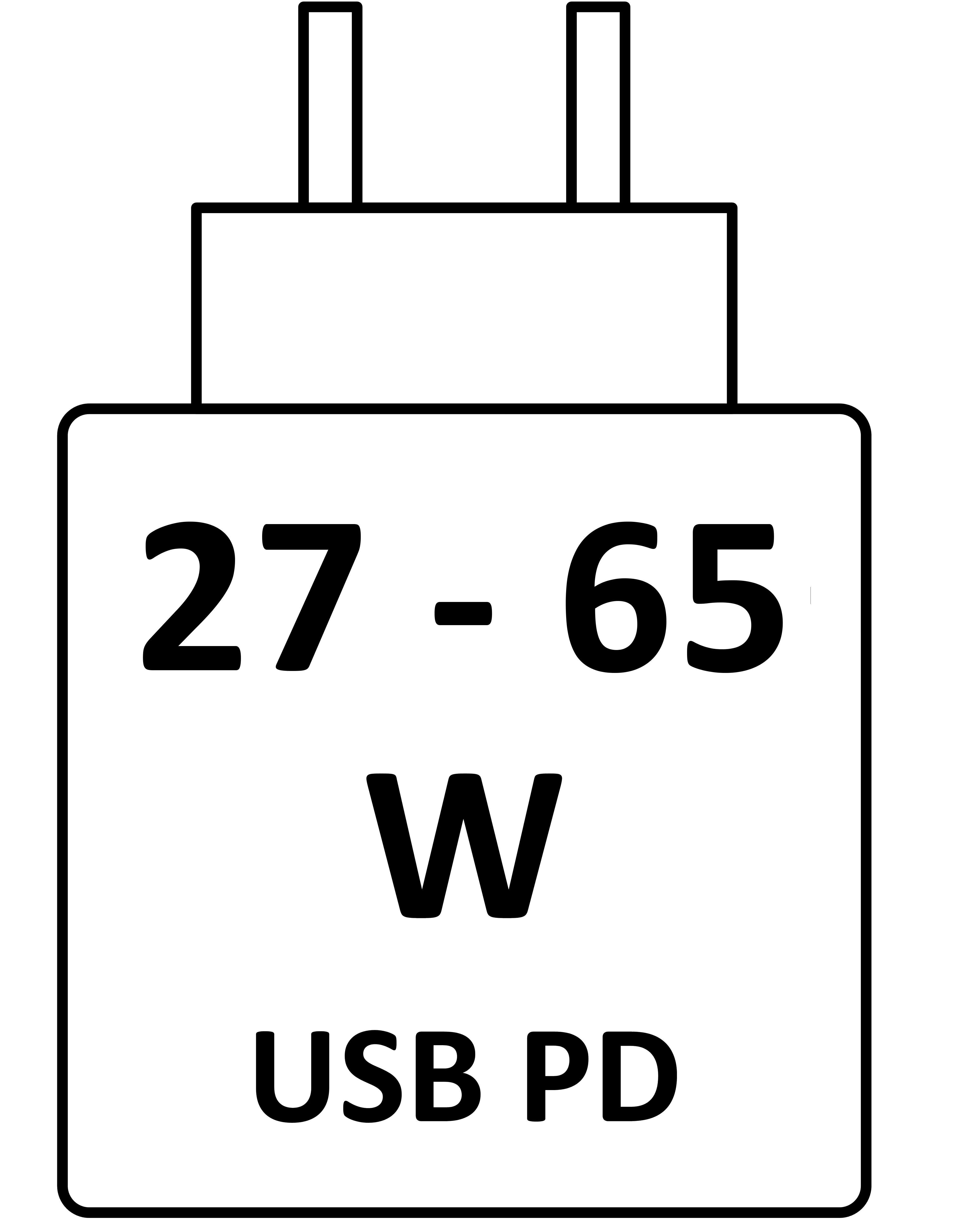 Dit apparaat laadt op bij 27 W - 65 W