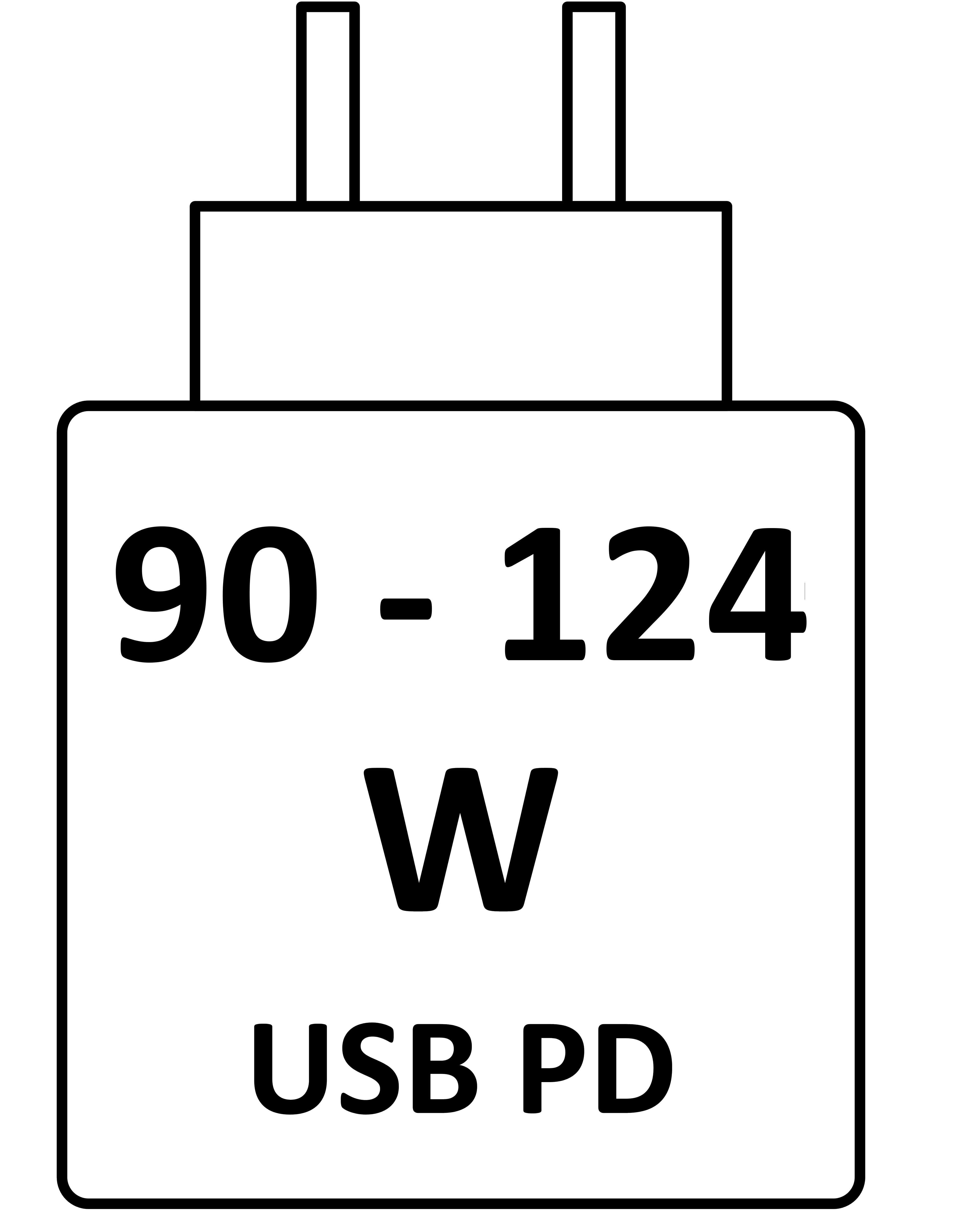 Dieses Gerät wird mit 90 W bis 124 W geladen