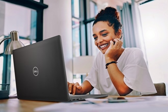 Smiling Woman Working from Home