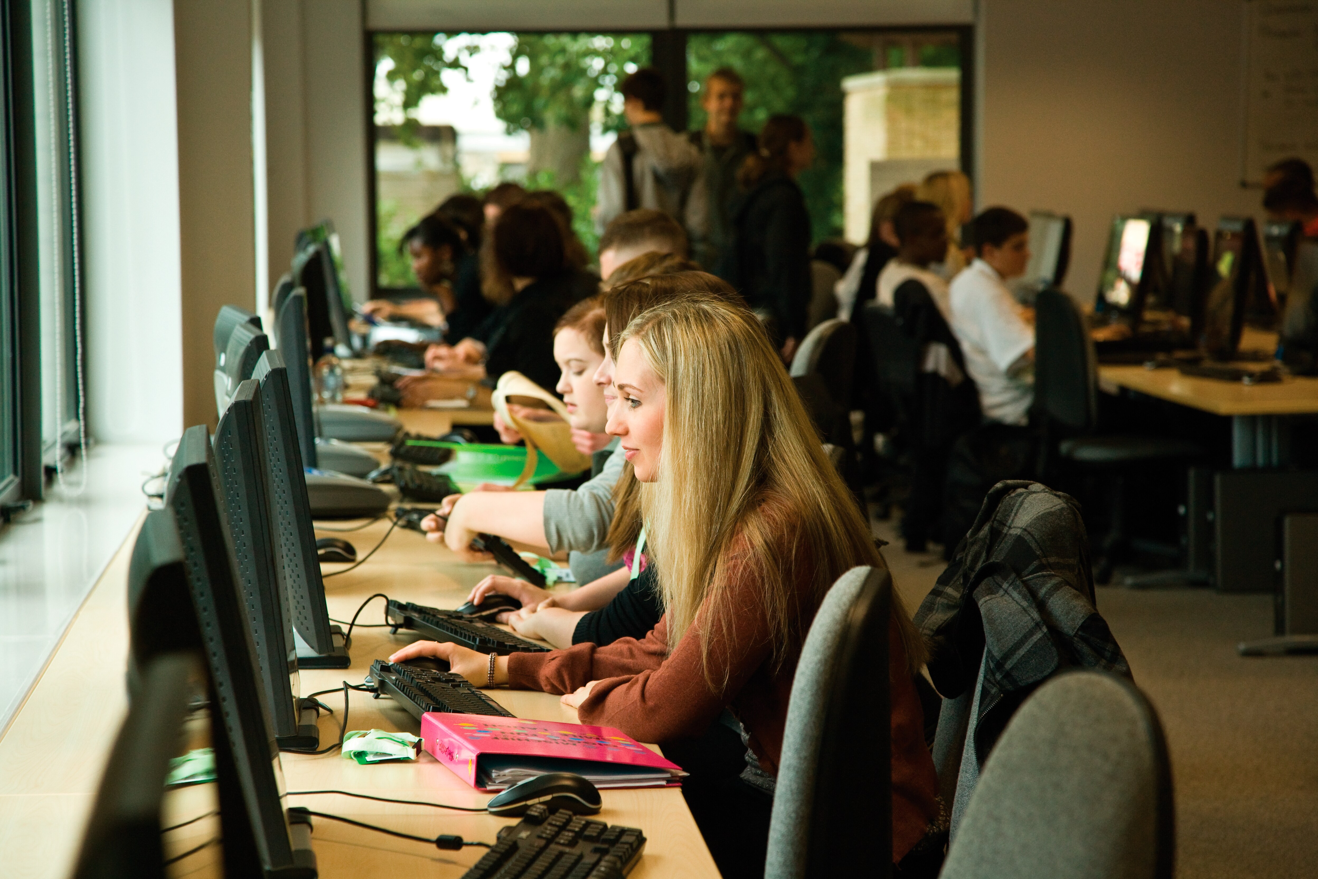 Students Working in Computer Lab at the Milton Keynes School, UK