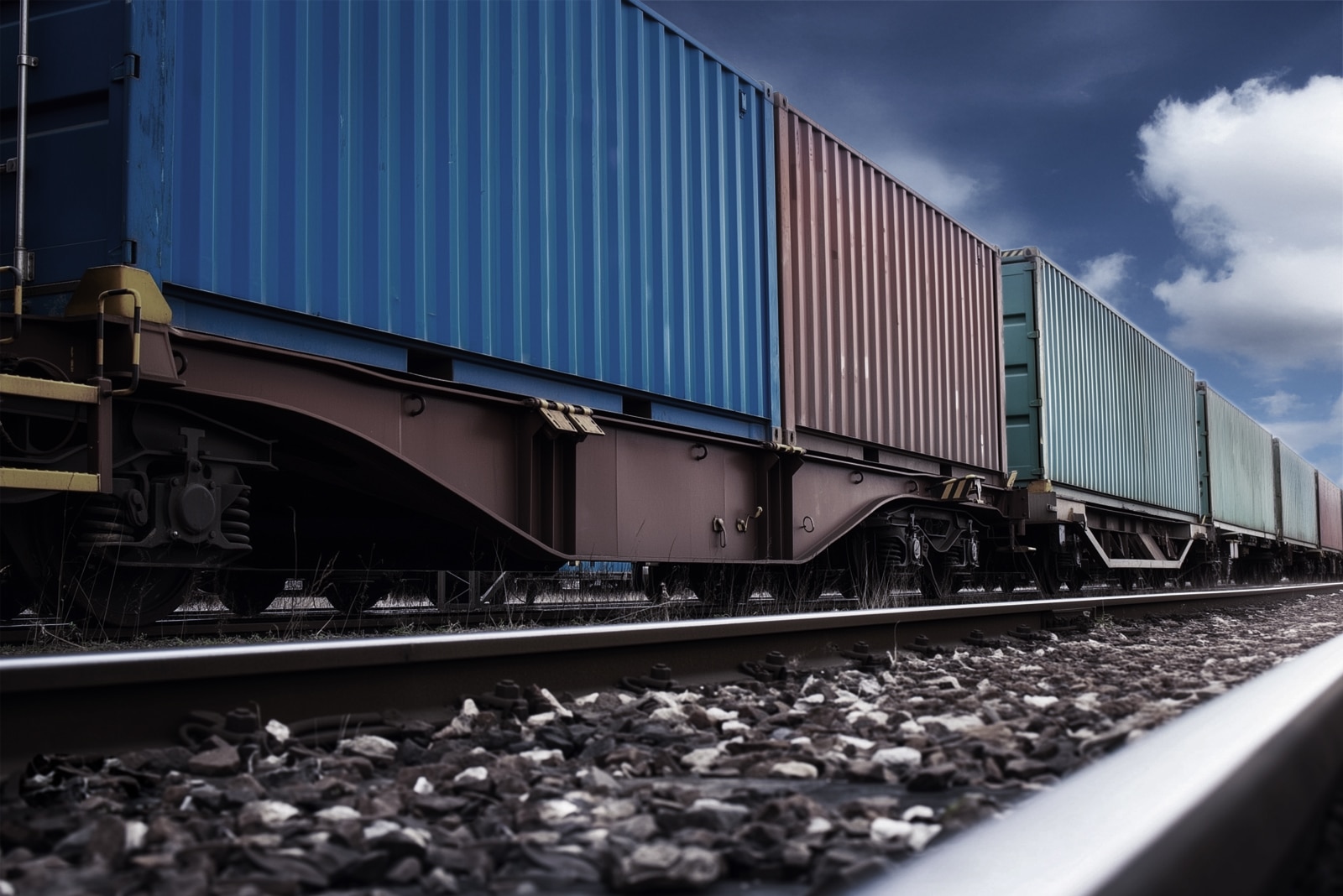Train wagons carrying cargo containers