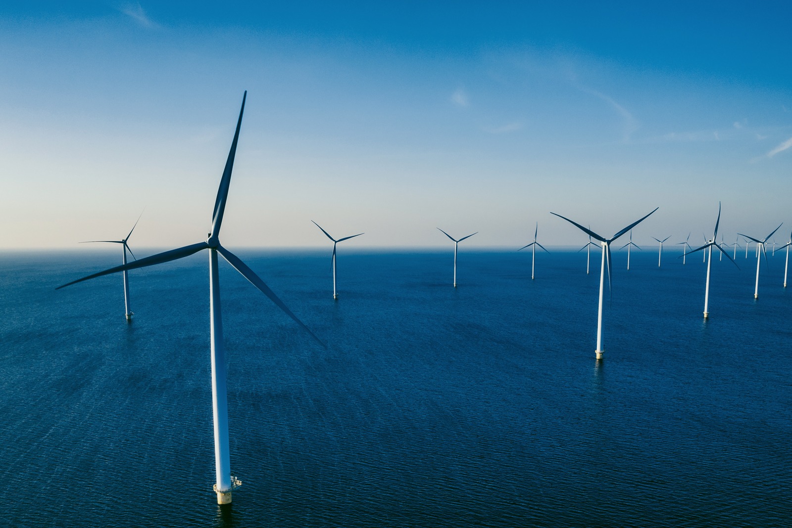 Wind turbines in an offshore wind park