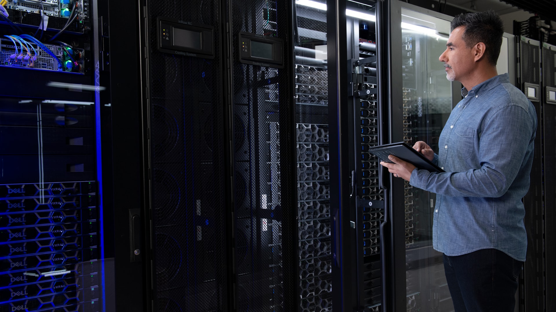 Man Working From Server Room