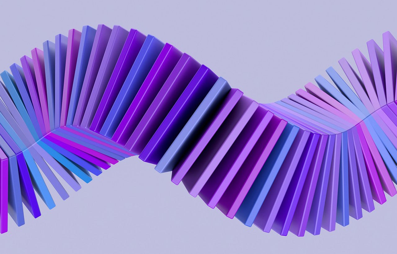 Spirale avec bloc brillant bleu et violet