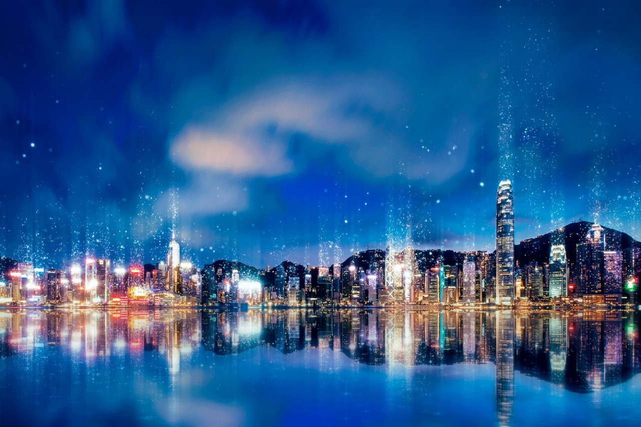 Night View of Hong Kong City
