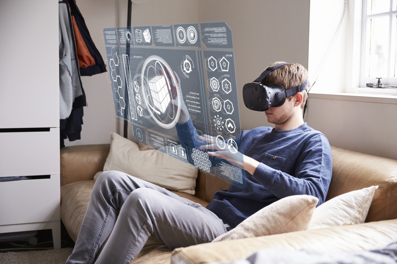 Man Wearing a Virtual Reality Headset