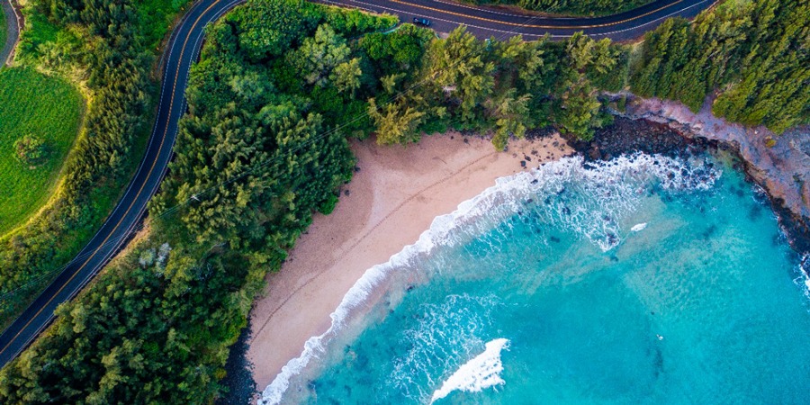 Aerial View of Sandy Beach