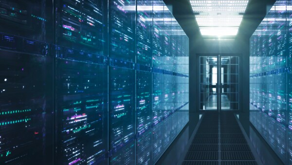 Futuristic Server Room with Light