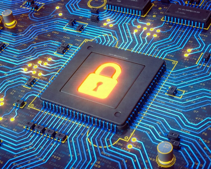 Abstract 3D Render of a Microprocessor on a Circuit Board