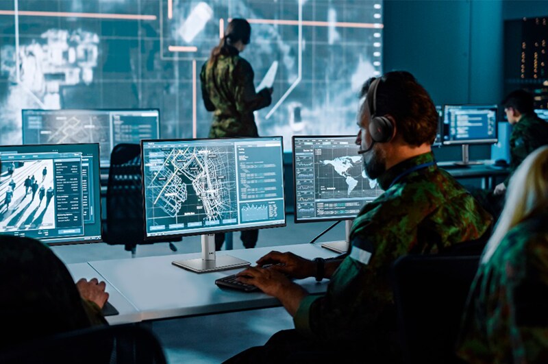 Military Officer Using a Dell P2425HE Monitor
