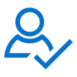 Image of a human person icon with a check mark in the bottom right hand corner