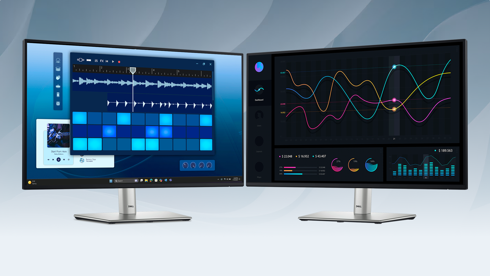 Image of two P-Series 2725H Monitors