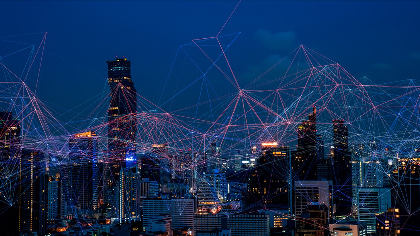 Modern City with Wireless Network Connection