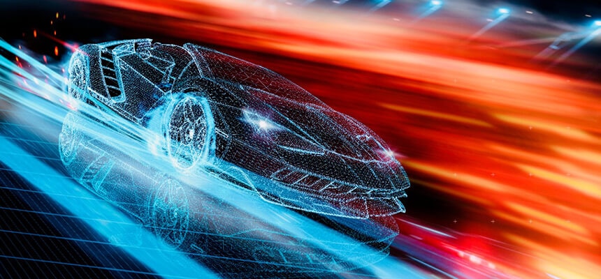 Futuristic Car Concept at High Speed