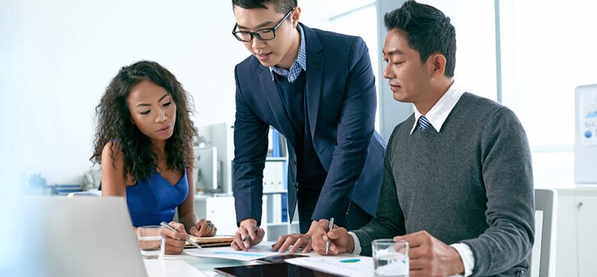Group of Business People Meeting in a Modern Office