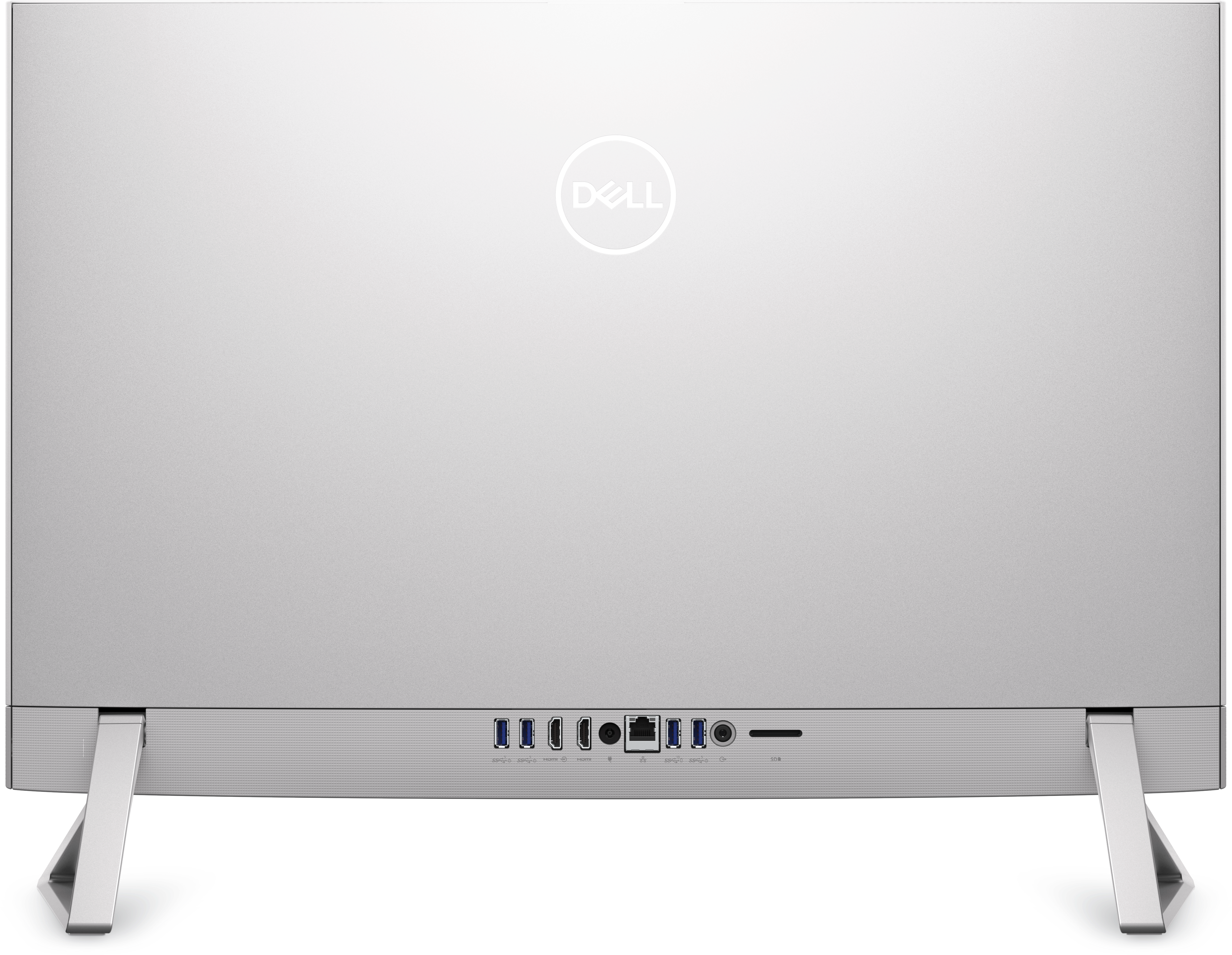 View rear-facing A rear shot of the Dell 27 All-in-One showing the various switches and ports.