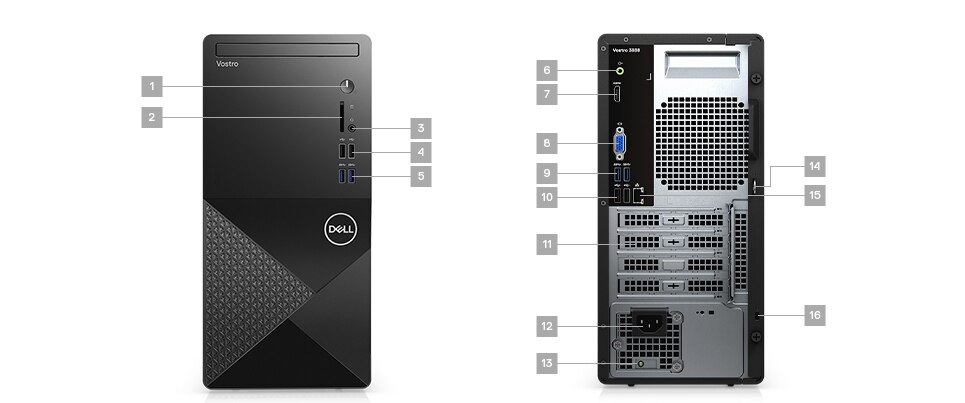 Dell Vostro Desktop 3888MT i5-10400 4GB 1TB - DELL JAKARTA | DELL STORE JAKARTA 5 Ports and Slots