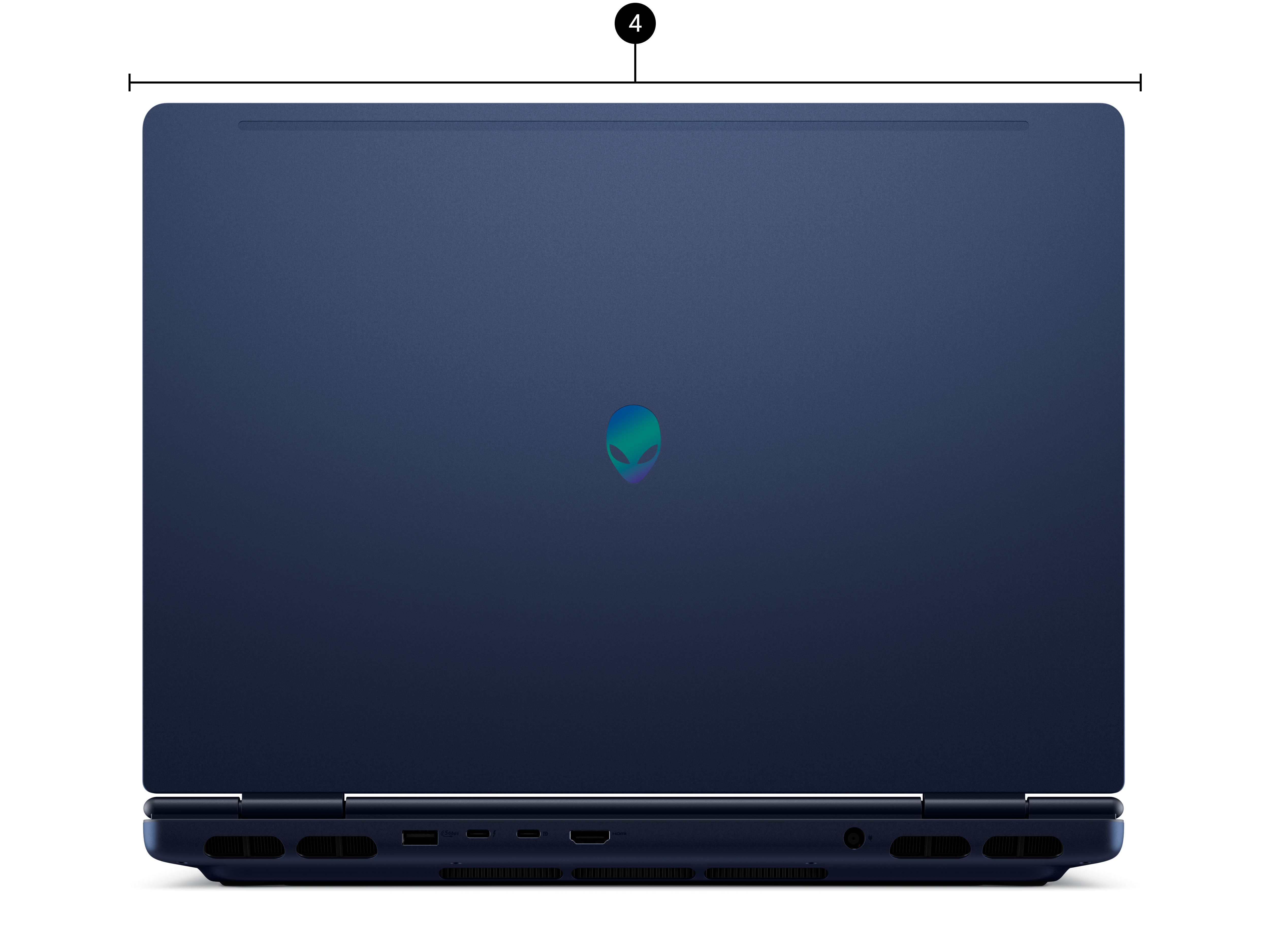 Rear view of an Alienware 16X Aurora gaming laptop.