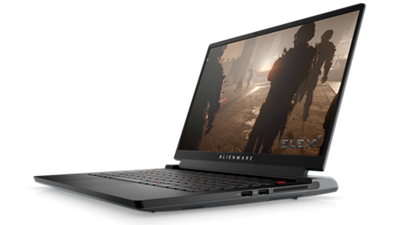 Picture of a Dell Alienware M15 R7 Gaming Laptop with a ELEX game image on the screen.
