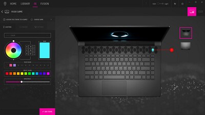 Picture a Dell Alienware M15 R7 Gaming Laptop customization tool showing the laptop design being edited.