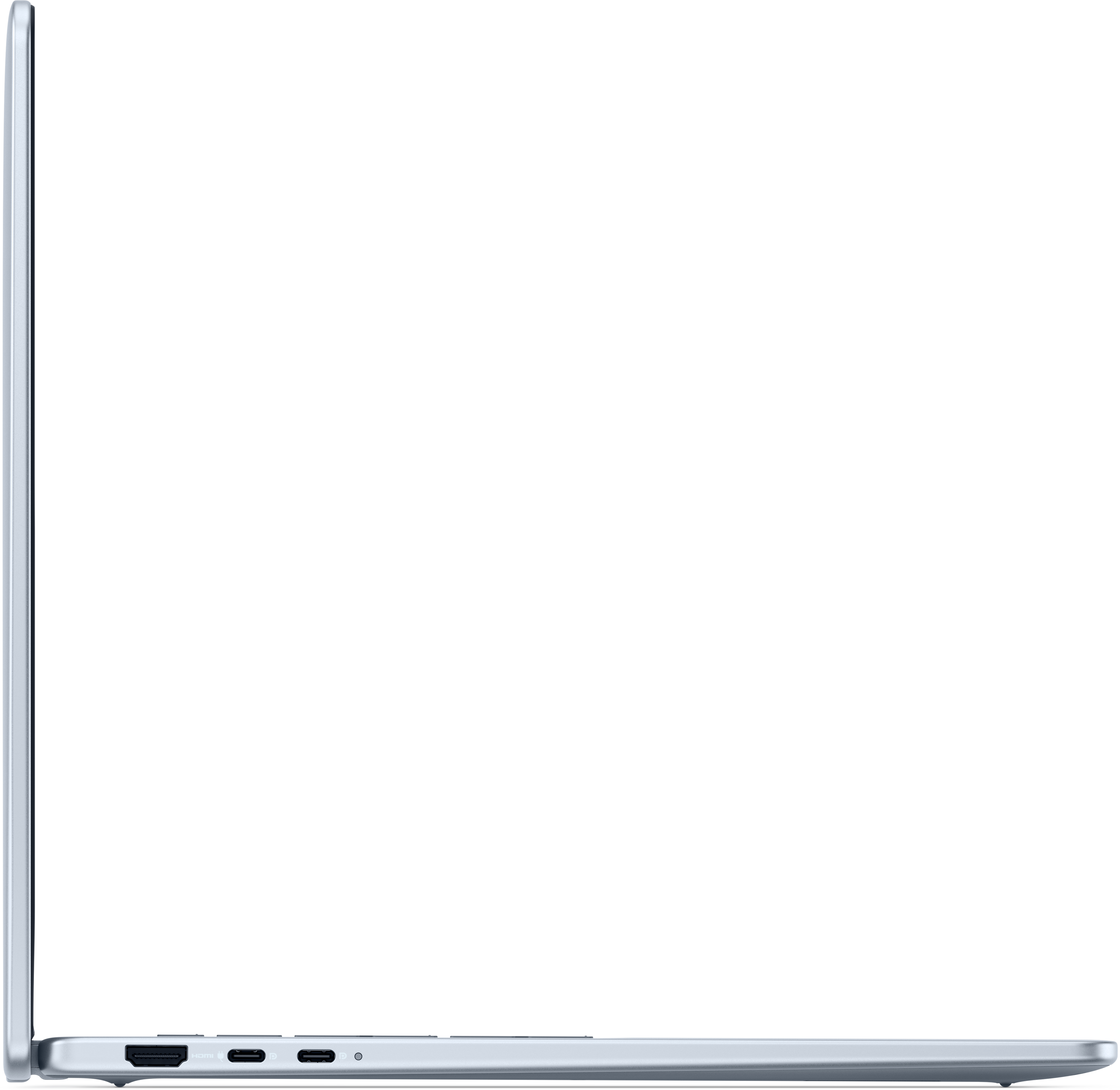 View 左プロファイル Dell Plus 16 AMDノートパソコン メディア ギャラリー。