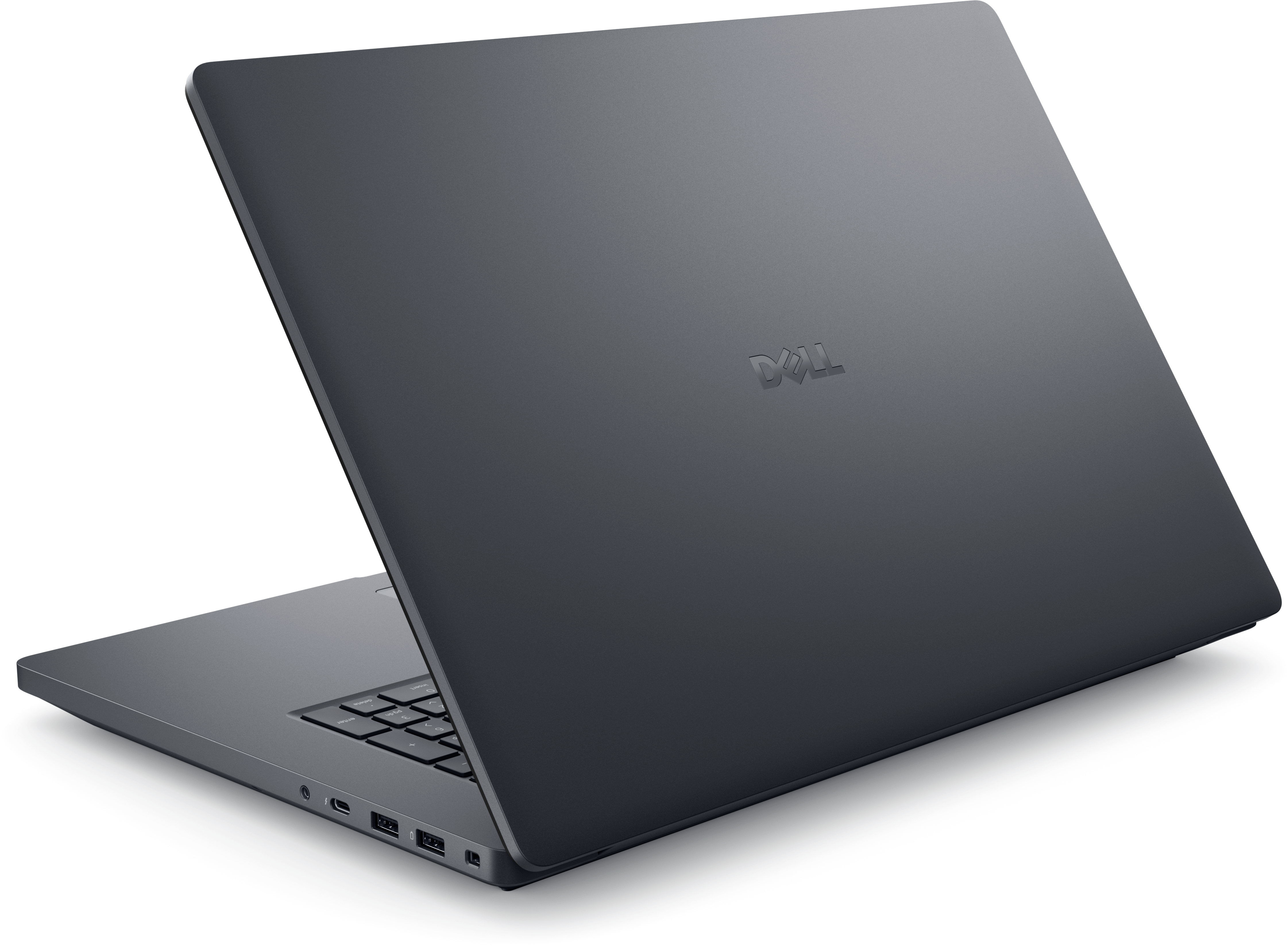 View 背面 Dell Pro Max Plus 18タッチ非対応ノートパソコン（赤外線カメラ、指紋認証リーダー付き）。