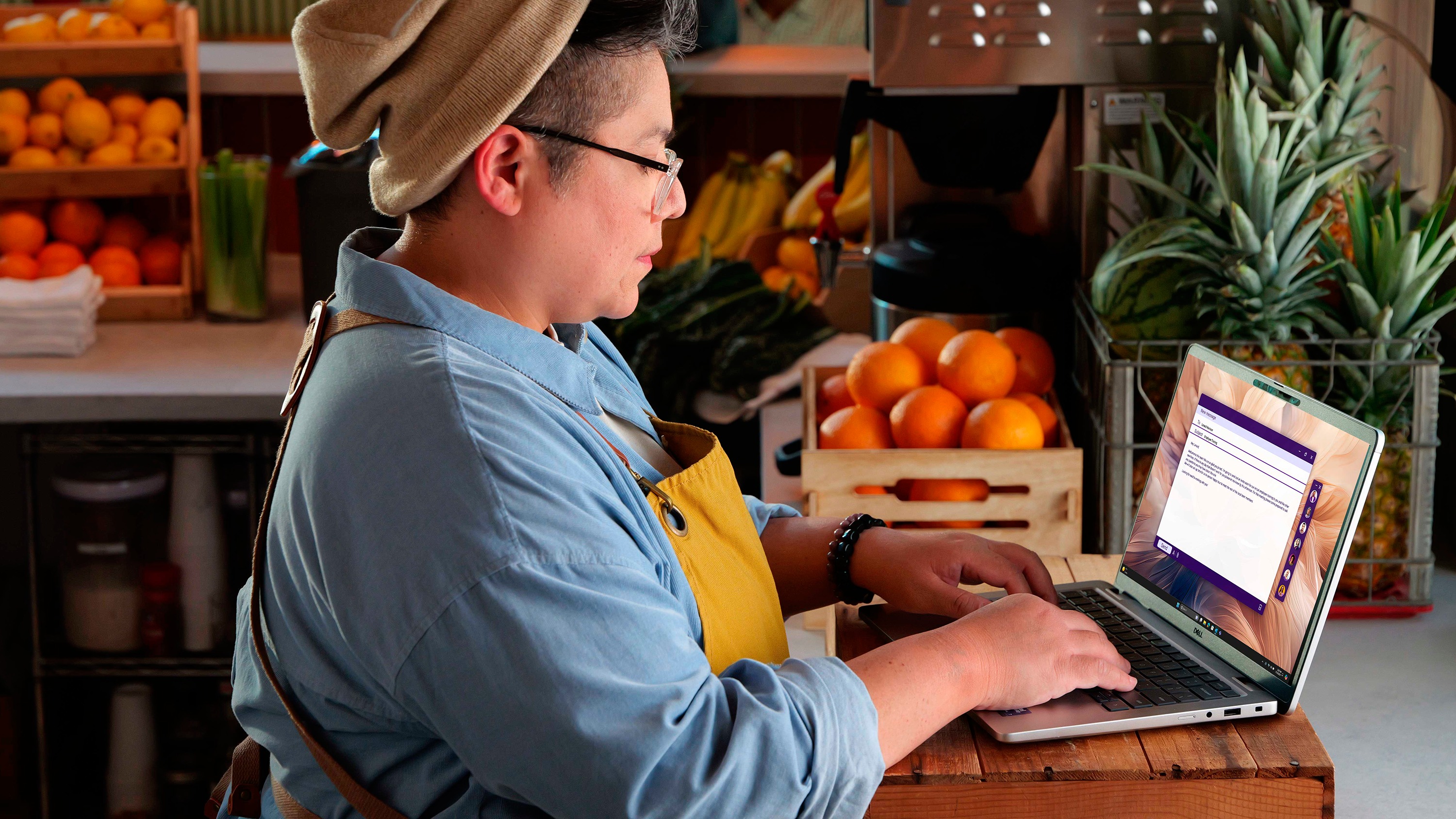 Lifestyle image of a user working while on-the-go.