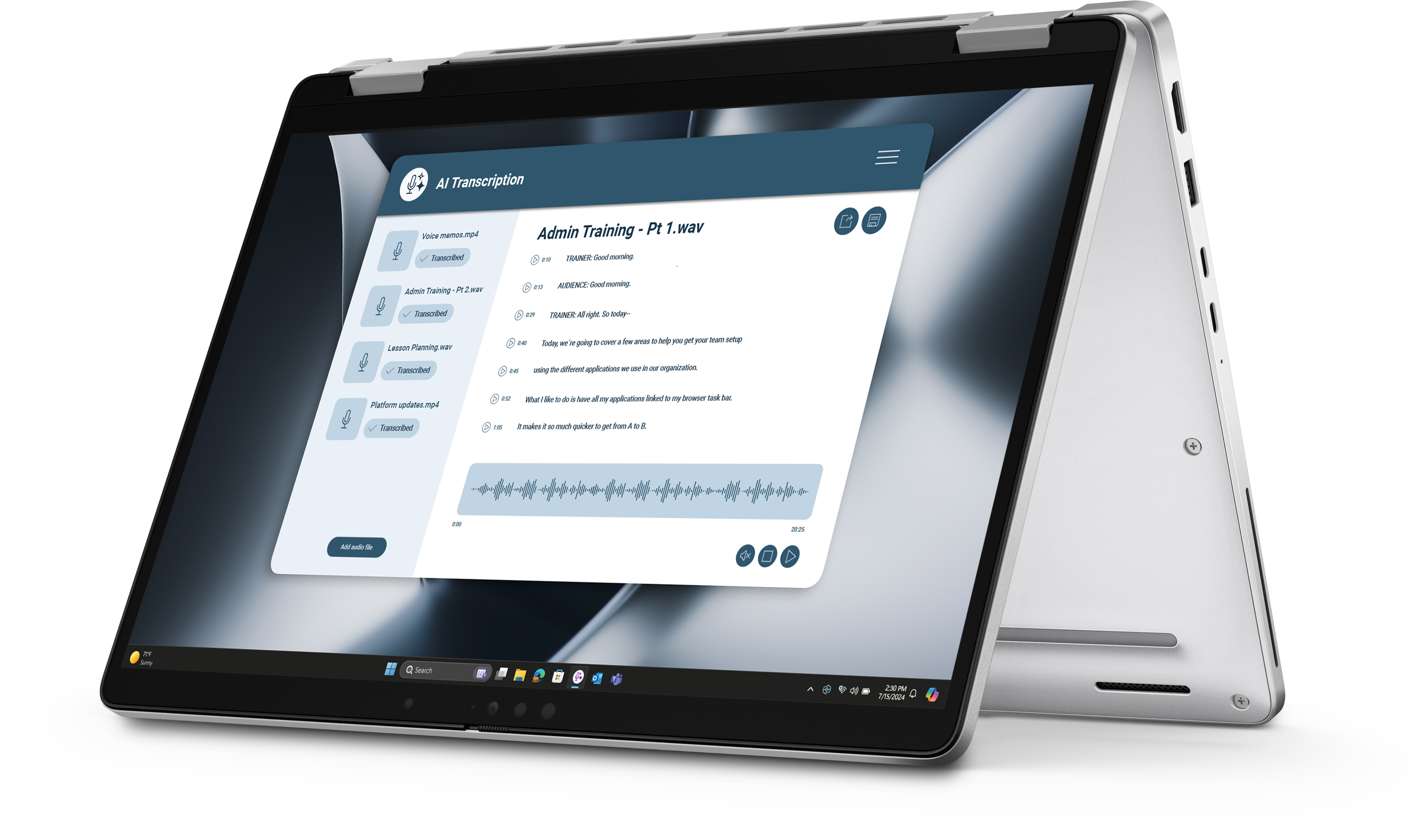 View orienté vers la gauche Ordinateur portable 2-en-1 à écran tactile Dell Pro 13