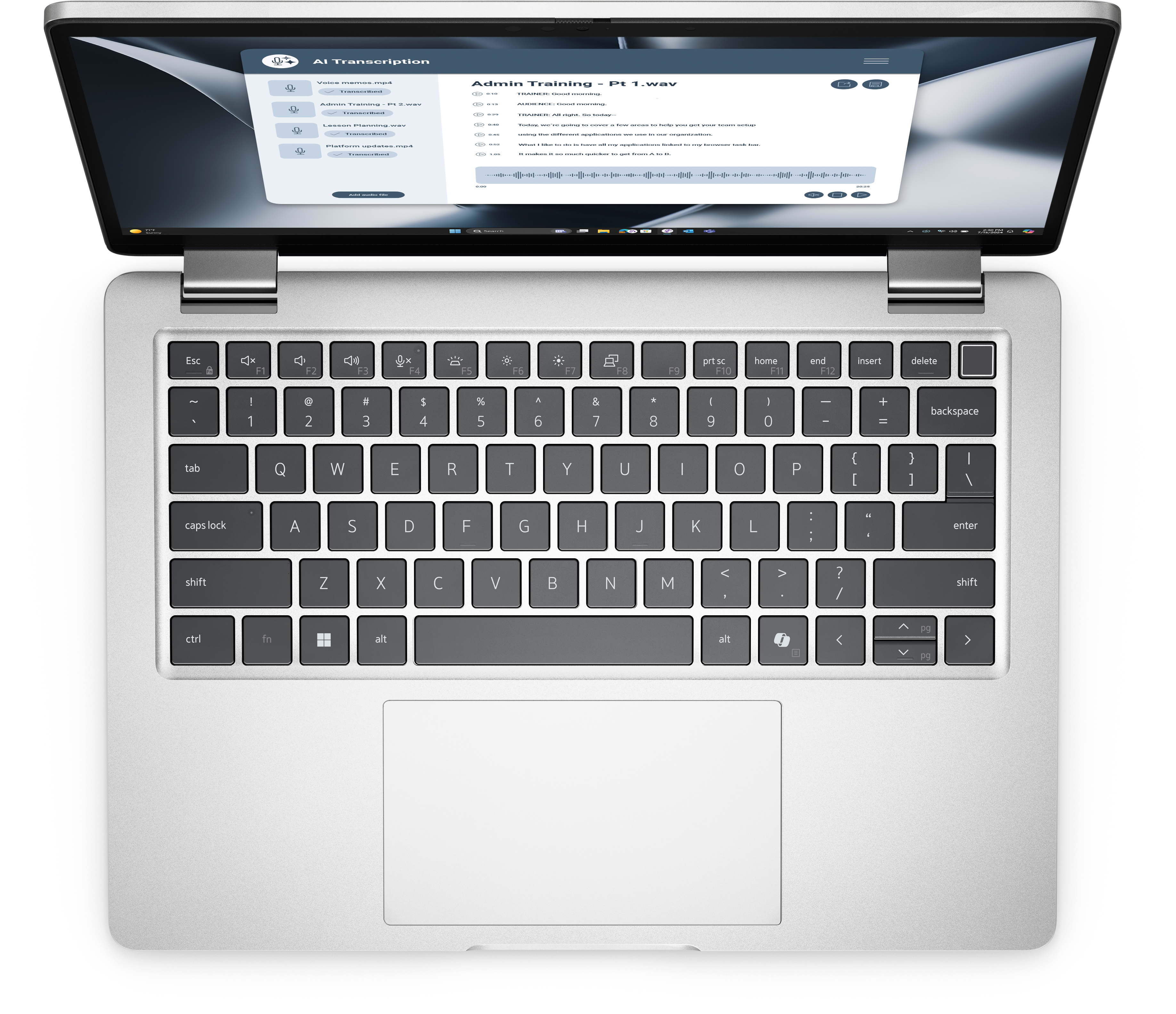 View De haut en bas Ordinateur portable 2-en-1 à écran tactile Dell Pro 13