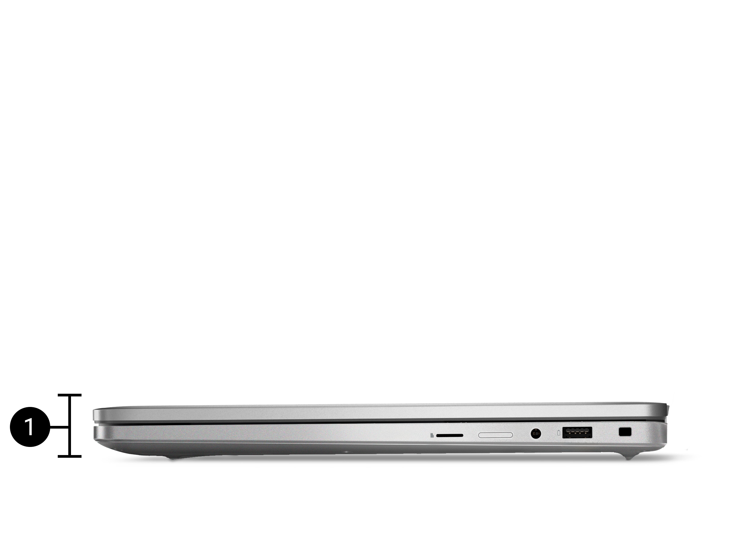 Dell Pro 16 Plus laptop with closed lid, visual of height