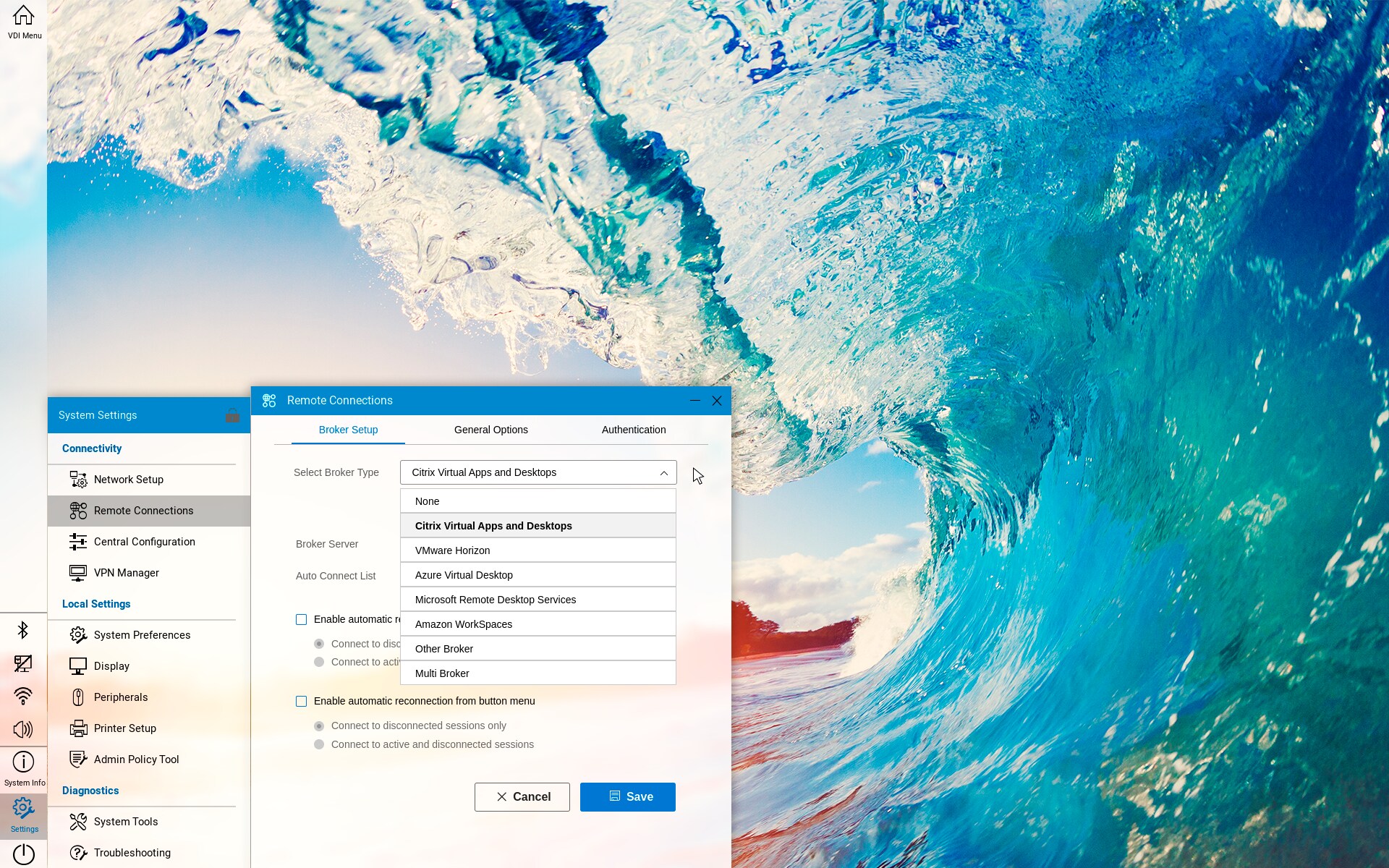  An image of a computer’s desktop showing the Dell ThinOS user interface.