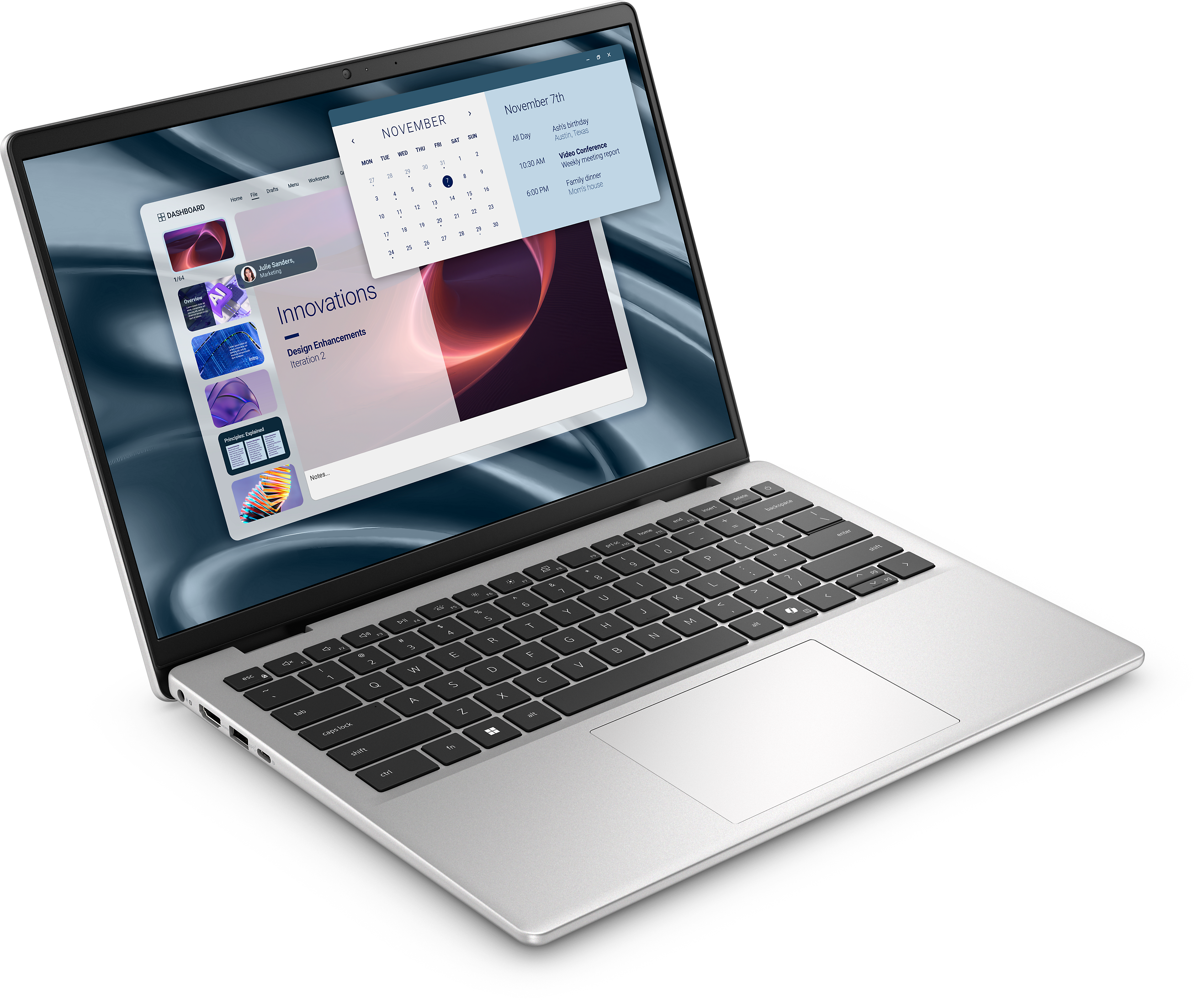 View right-facing Dell Pro 14 Essential Non-Touch Laptop