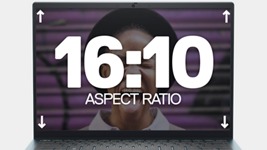 Picture of a Dell Inspiron 14 7420 Laptop with numbers 16:10 and “Aspect Ratio” writing on the screen. 