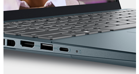 Picture of a Dell Inspiron 14 7420 Laptop showing the ports available on the left side of the product. 