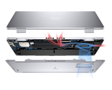 Picture of a dismantled Dell Latitude 13 2-in-1 7330 Laptop showing the product inside.