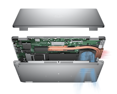 Picture of a dismantled Dell Latitude 5430 Laptop showing the product inside.