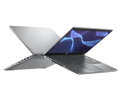 Picture of two Dell Latitude 5430 Laptops, one from the front and one from the back showing the product design.
