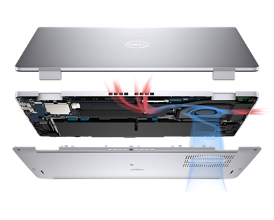 Imagen de una laptop Dell Latitude 14 2 en 1 7430 desmontada que muestra el producto en su interior.