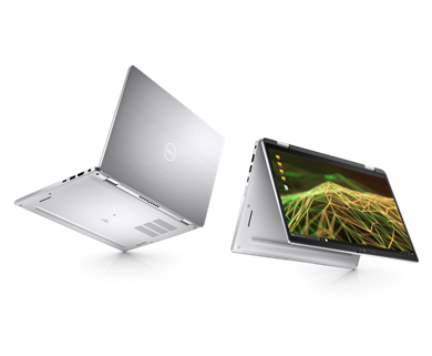 Imagen de dos laptops Dell Latitude 14 2 en 1 7430, una abierta como laptop y otra como tableta.